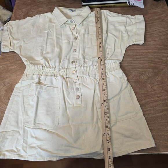 🔴 White Birch Womens Denim Skort Dress Cream Button Down Pockets XL - Picture 11 of 17